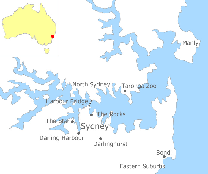 Sydney Suburb and Attractions Map